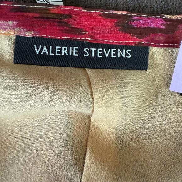 Valerie Stevens 100% Silk Maxi Skirt Sz 16 Ikat Print Fall Boho Lined Long Skirt - Picture 5 of 7